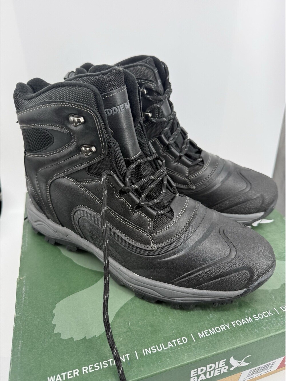 Eddie Bauer Men's Insulated Weather Resistant Riley Winter Boot Black Size 10.5
